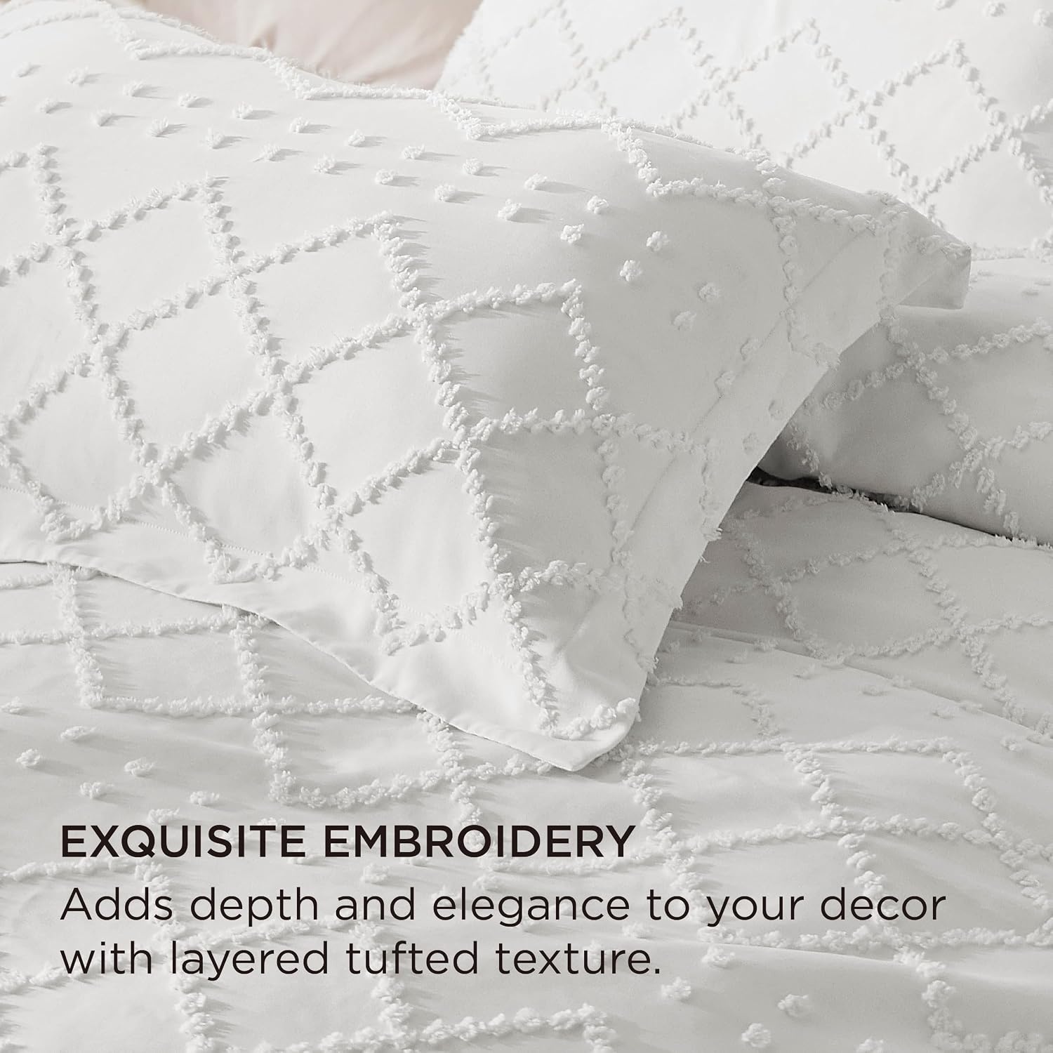 image:imageBedsure Light Pink Boho Duvet Cover Queen Soft Vintage Embroidery01 White