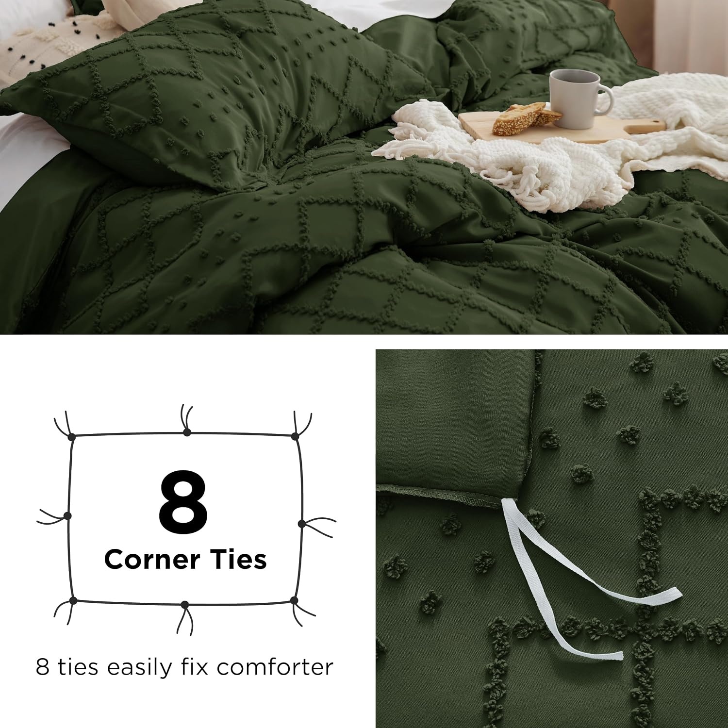 image:imageBedsure Light Pink Boho Duvet Cover Queen Soft Vintage Embroidery03 Olive Green