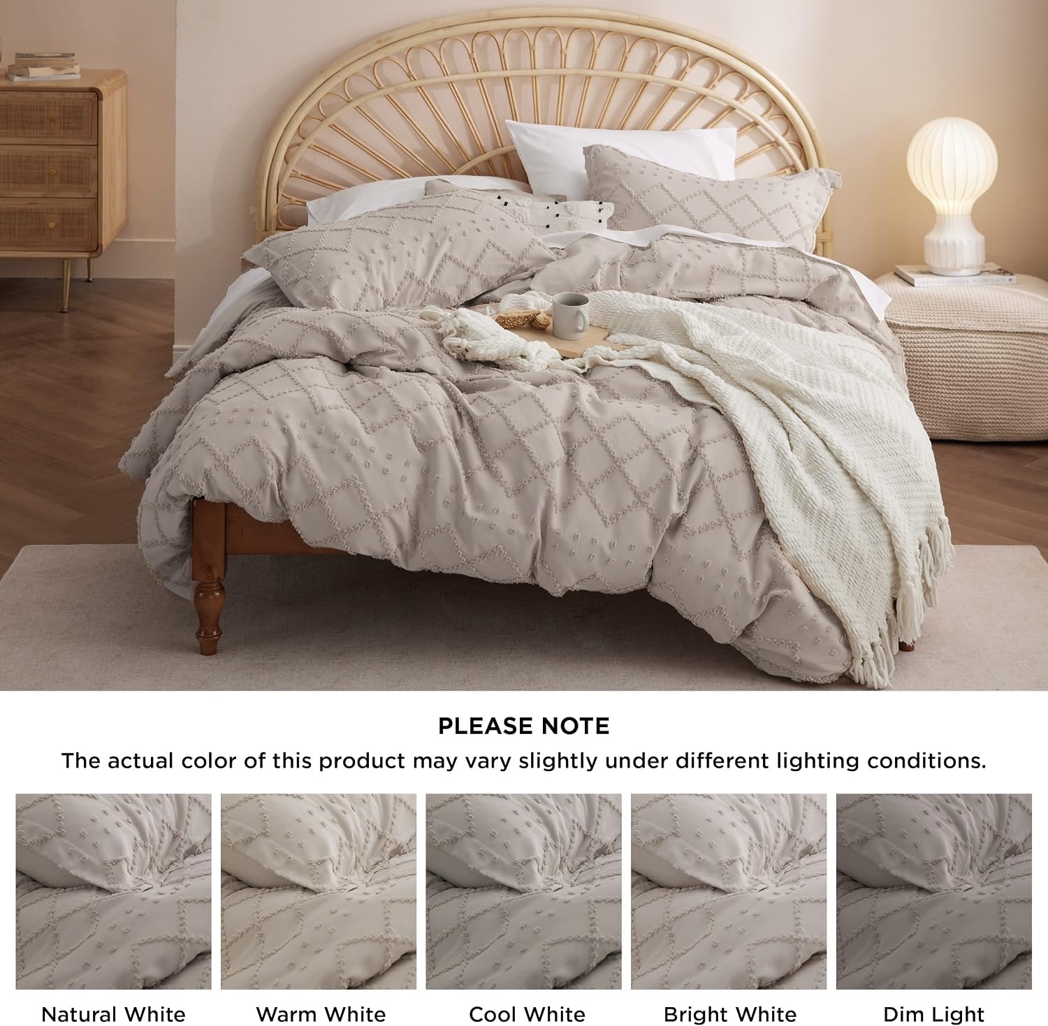 image:imageBedsure Light Pink Boho Duvet Cover Queen Soft Vintage Embroidery04 Linen