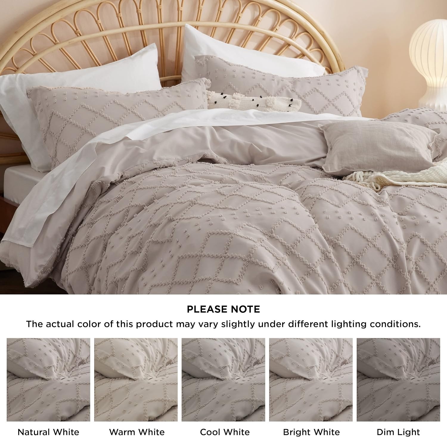 image:imageBedsure Light Pink Boho Duvet Cover Queen Soft Vintage Embroidery04 Linen