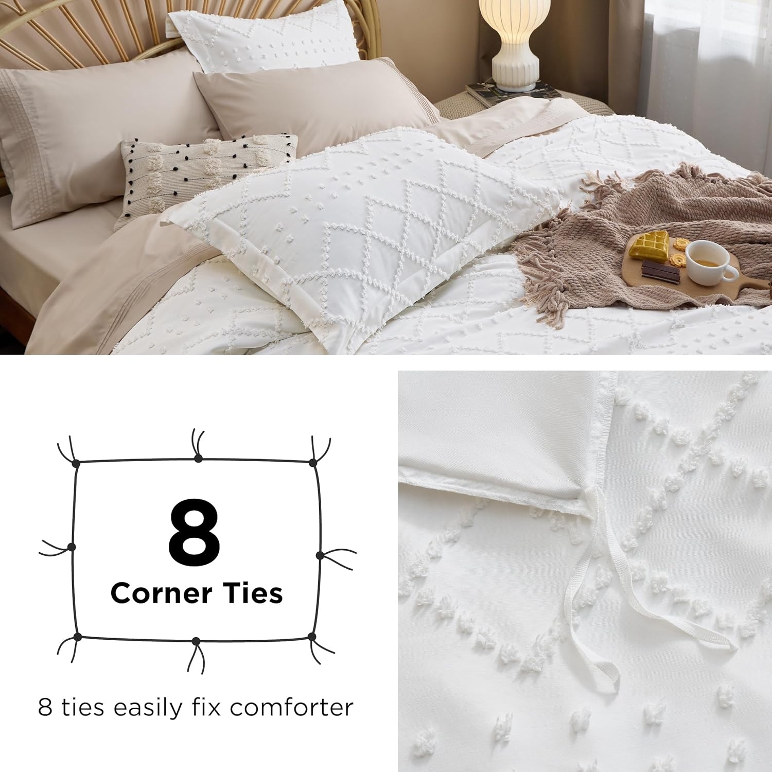 image:imageBedsure Light Pink Boho Duvet Cover Queen Soft Vintage Embroidery12 Mineral Blue