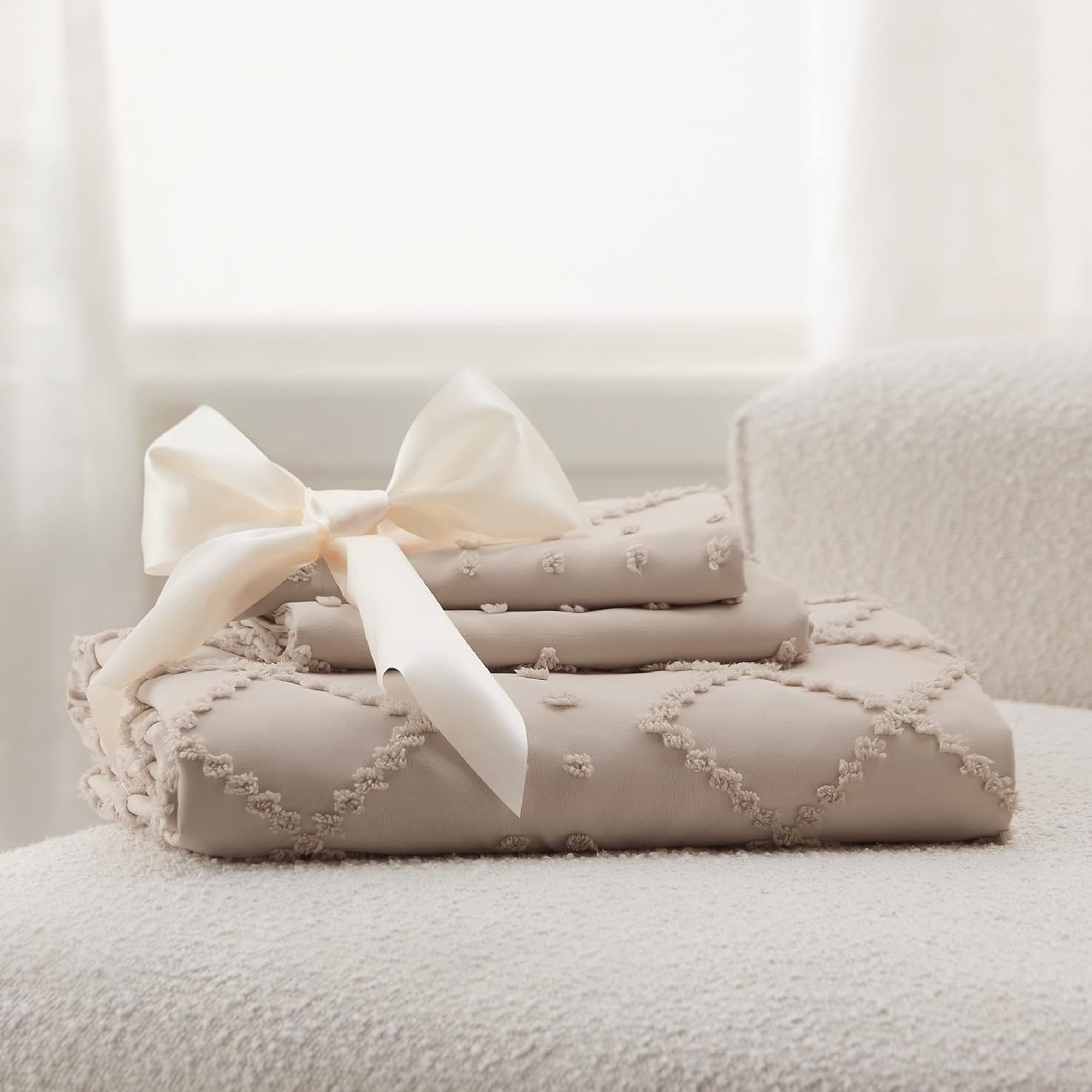 image:imageBedsure Light Pink Boho Duvet Cover Queen Soft Vintage Embroidery22 Khaki
