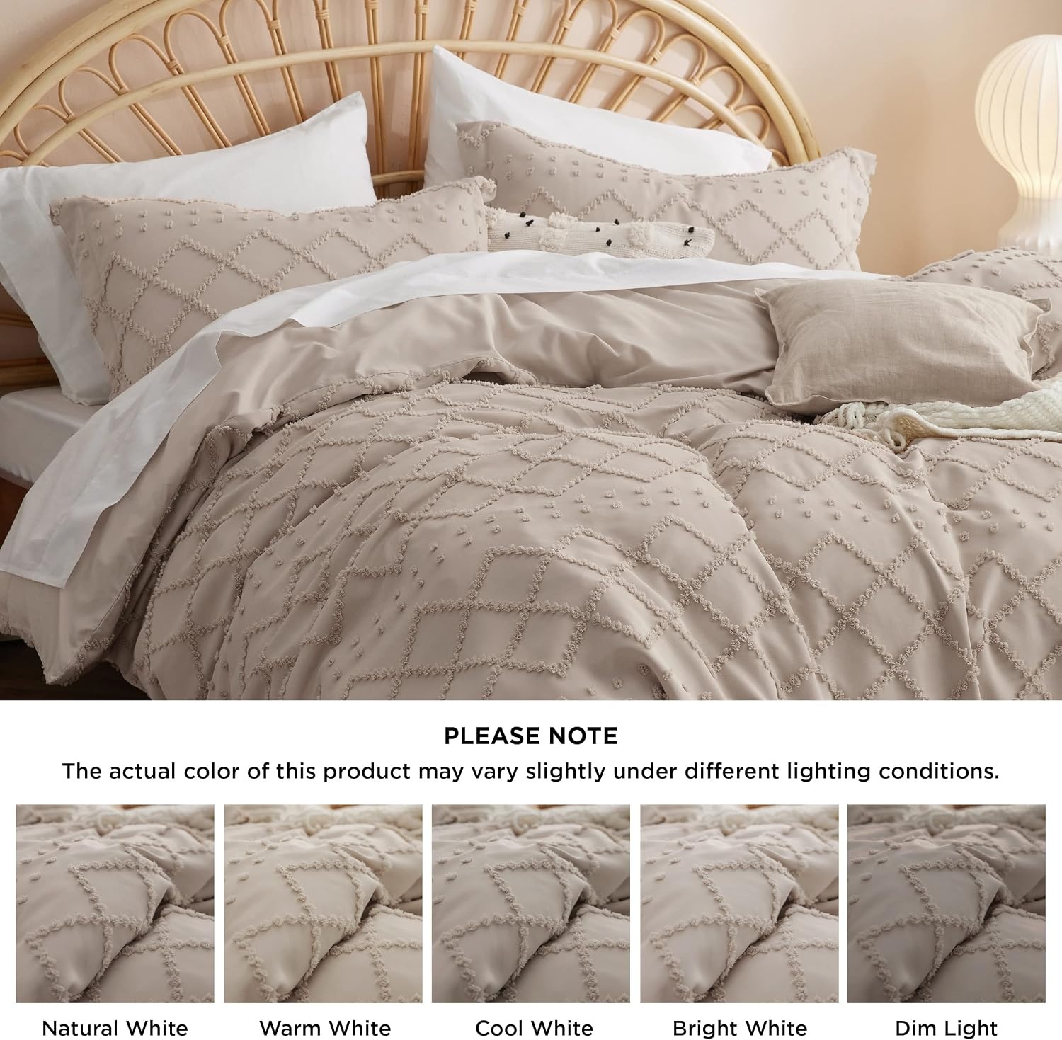 image:imageBedsure Light Pink Boho Duvet Cover Queen Soft Vintage Embroidery22 Khaki