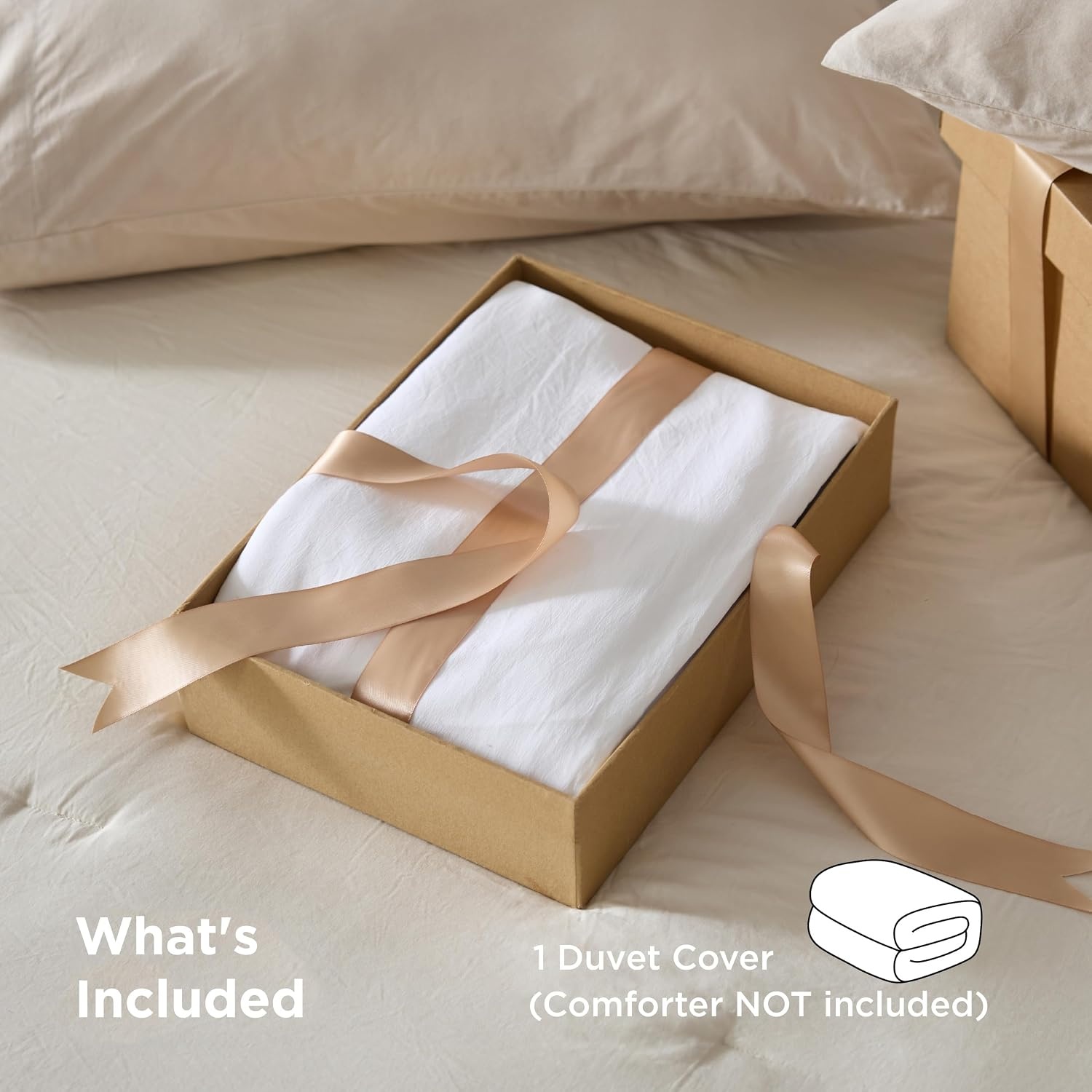 image:imageBedsure Prewashed Duvet Cover Only CottonLike Feel White Queen00 White Only Duvet Cover