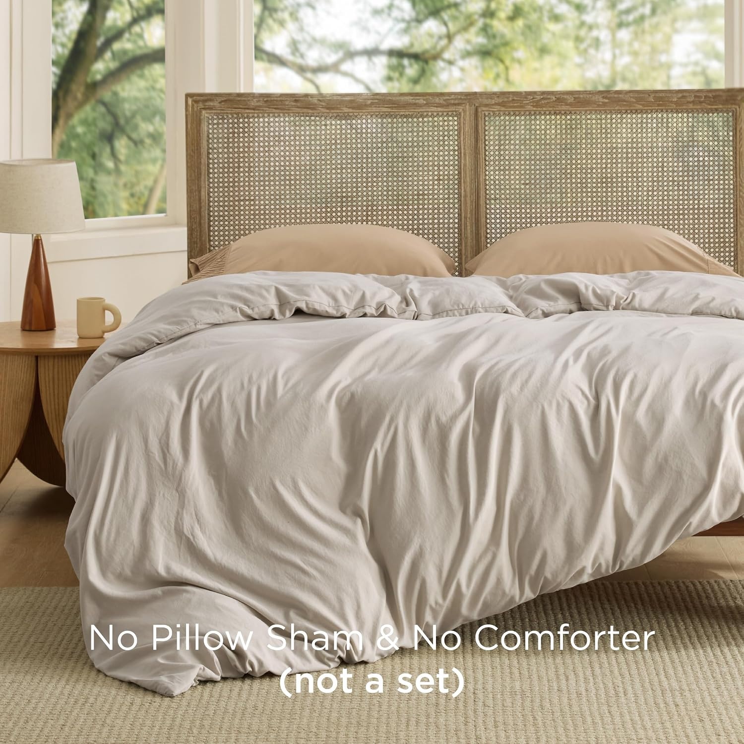 image:imageBedsure Prewashed Duvet Cover Only CottonLike Feel White Queen01 Linen Only Duvet Cover