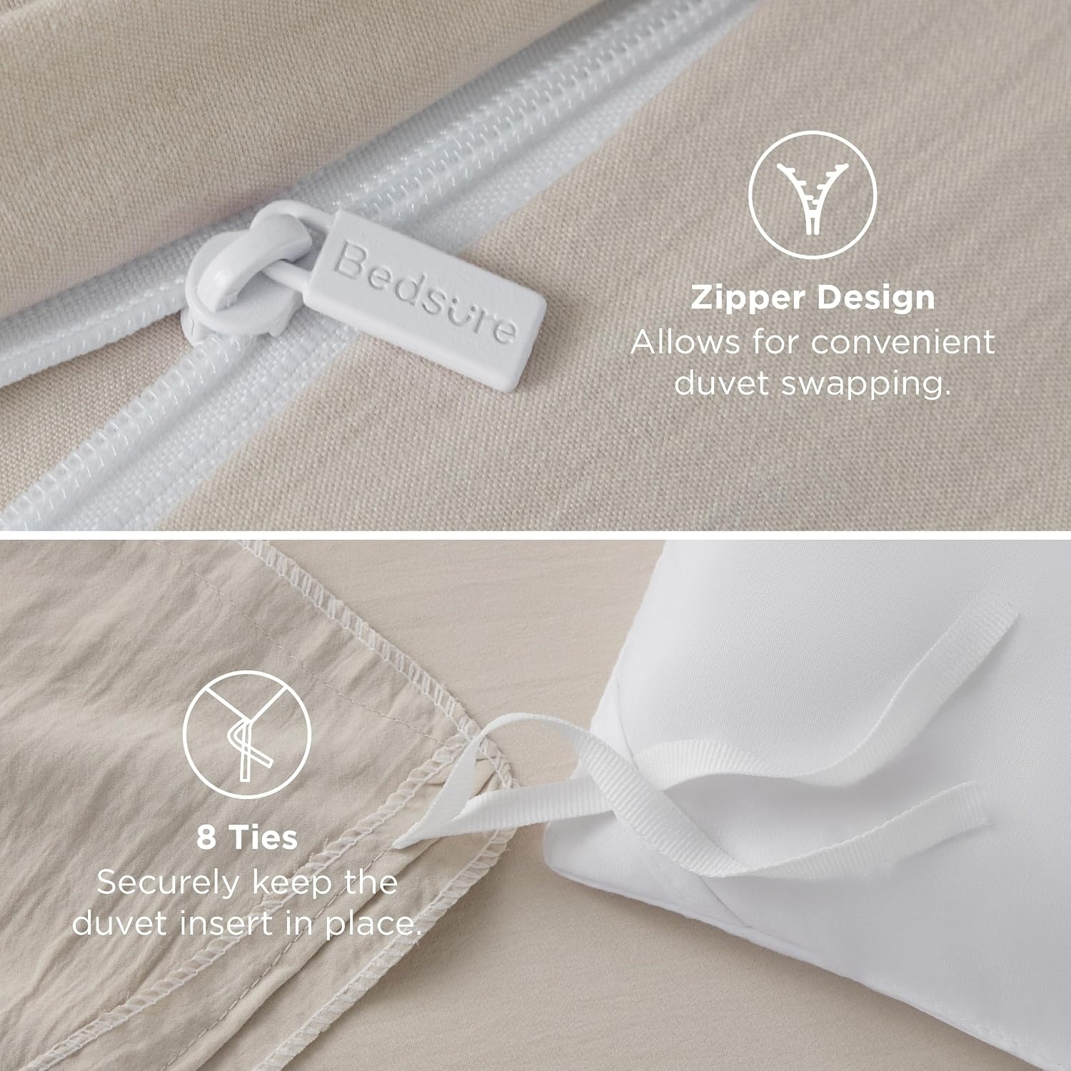 image:imageBedsure Prewashed Duvet Cover Only CottonLike Feel White Queen01 Linen Only Duvet Cover
