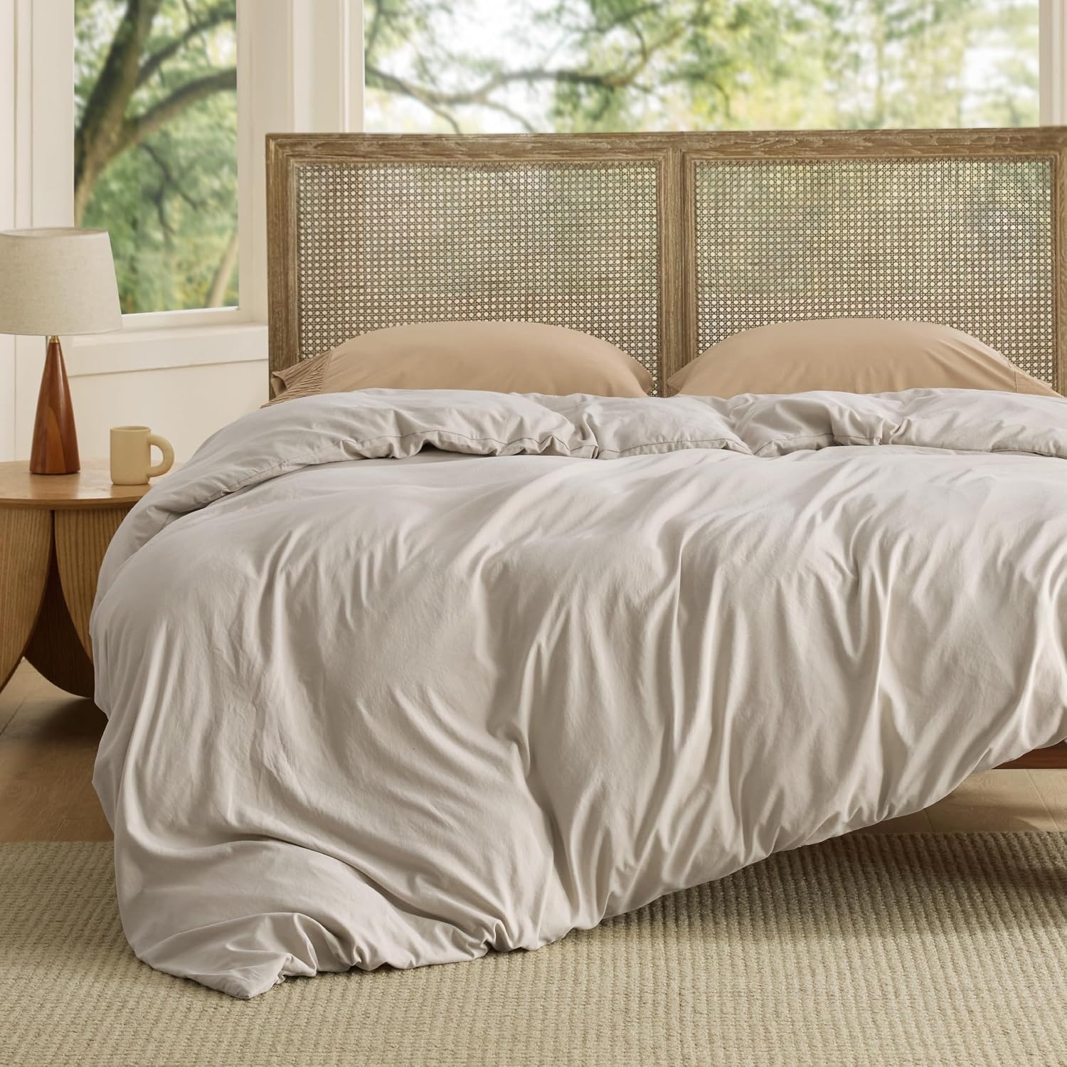 image:imageBedsure Prewashed Duvet Cover Only CottonLike Feel White Queen01 Linen Only Duvet Cover