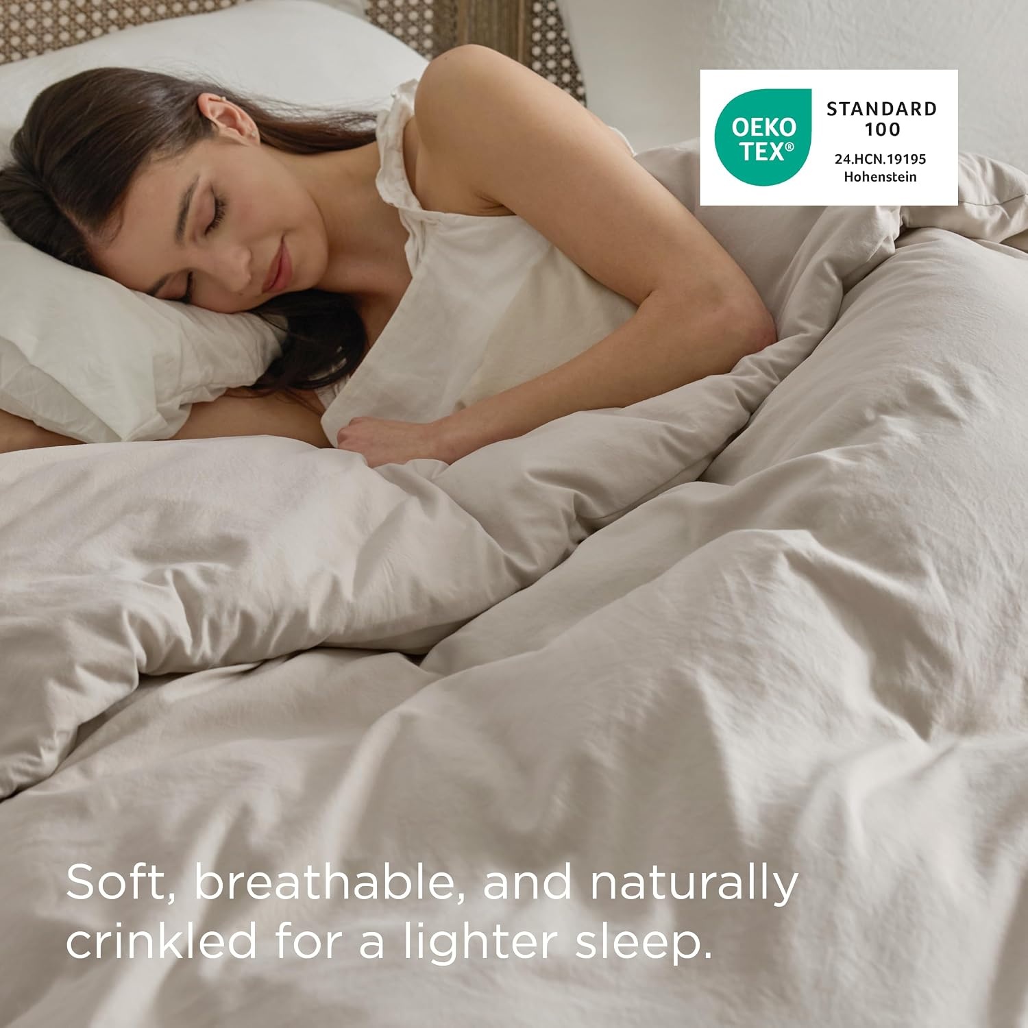 image:imageBedsure Prewashed Duvet Cover Only CottonLike Feel White Queen01 Linen Only Duvet Cover