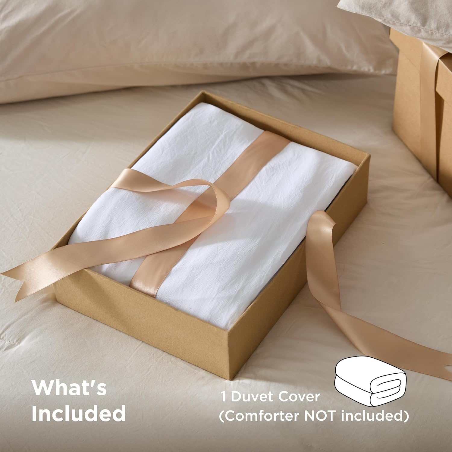 image:imageBedsure Prewashed Duvet Cover Only CottonLike Feel White Queen03 Bright White Only Duvet Cover