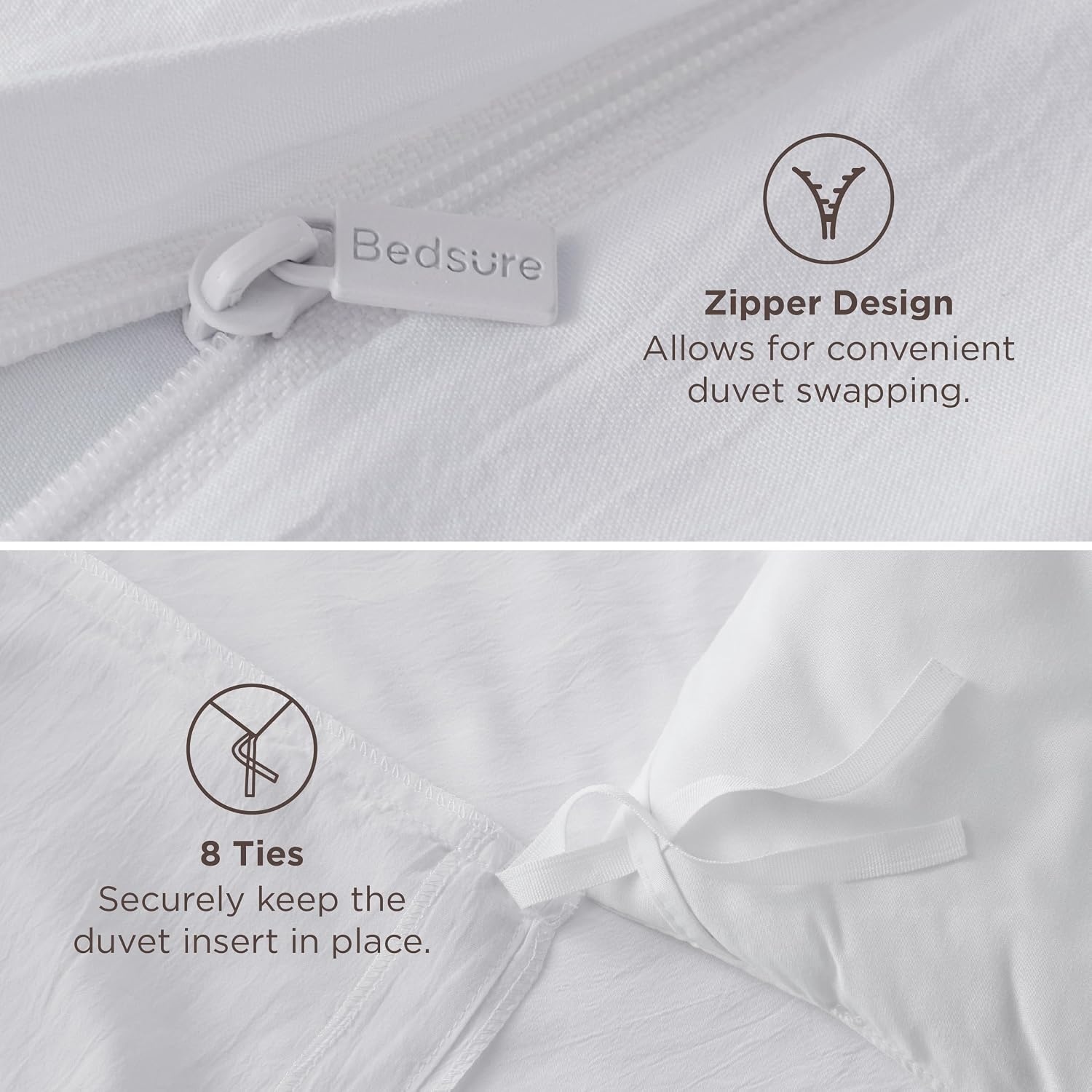 image:imageBedsure Prewashed Duvet Cover Only CottonLike Feel White Queen03 Bright White Only Duvet Cover