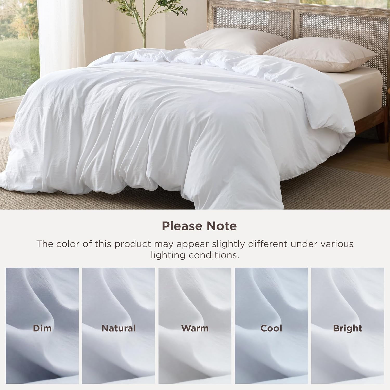 image:imageBedsure Prewashed Duvet Cover Only CottonLike Feel White Queen03 Bright White Only Duvet Cover
