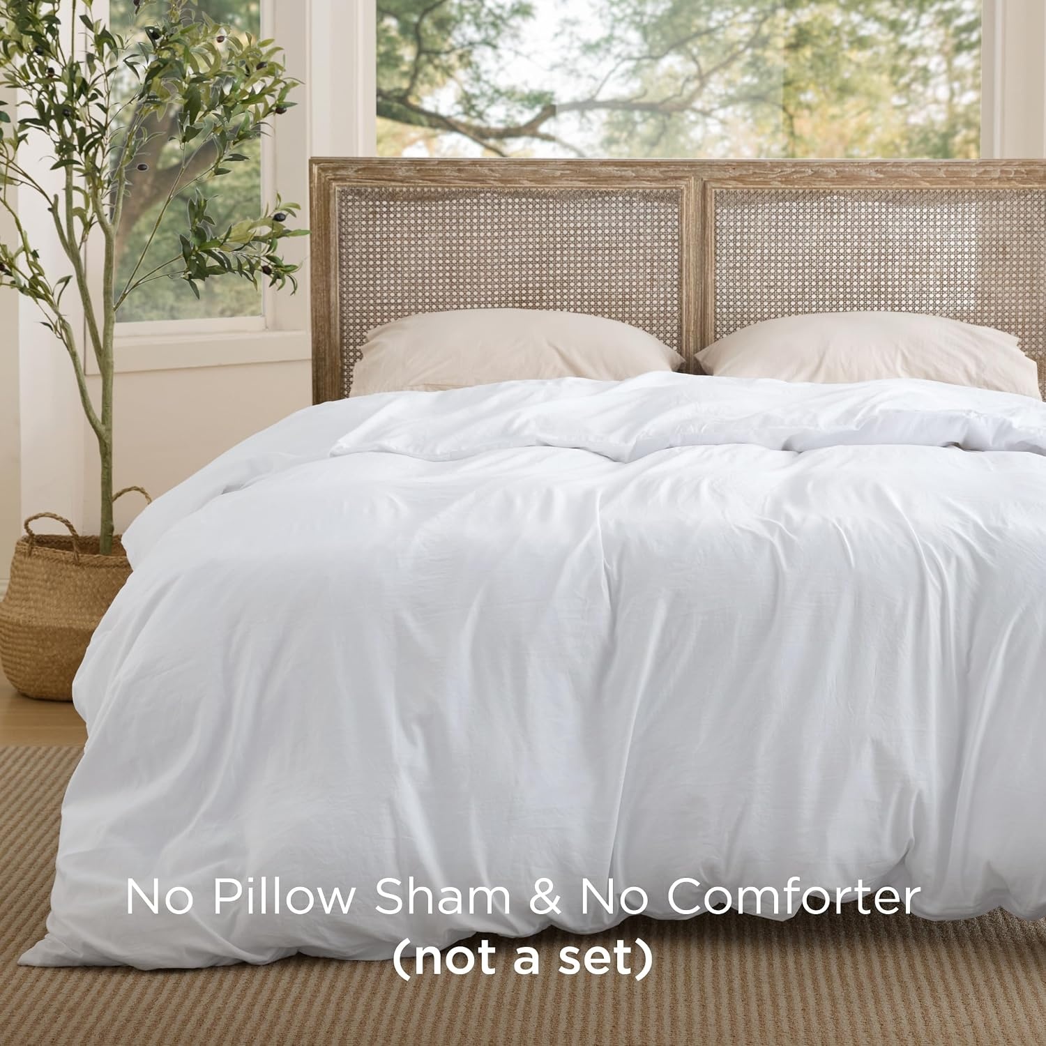 image:imageBedsure Prewashed Duvet Cover Only CottonLike Feel White Queen03 Bright White Only Duvet Cover