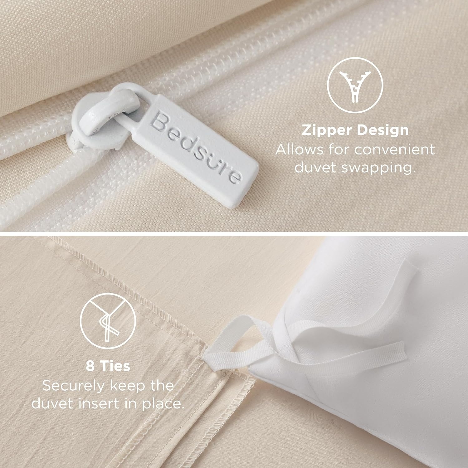 image:imageBedsure Prewashed Duvet Cover Only CottonLike Feel White Queen03 Cream Only Duvet Cover