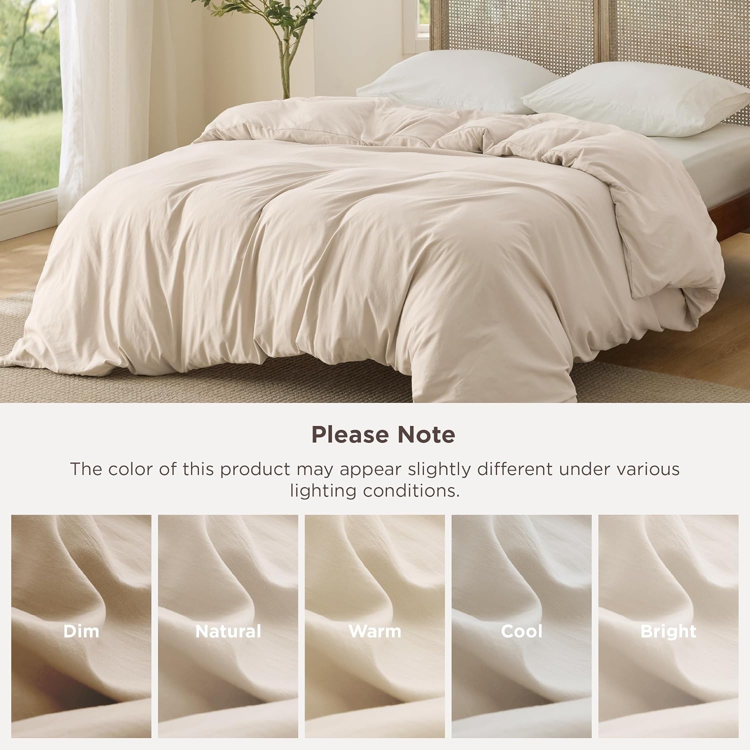 image:imageBedsure Prewashed Duvet Cover Only CottonLike Feel White Queen03 Cream Only Duvet Cover