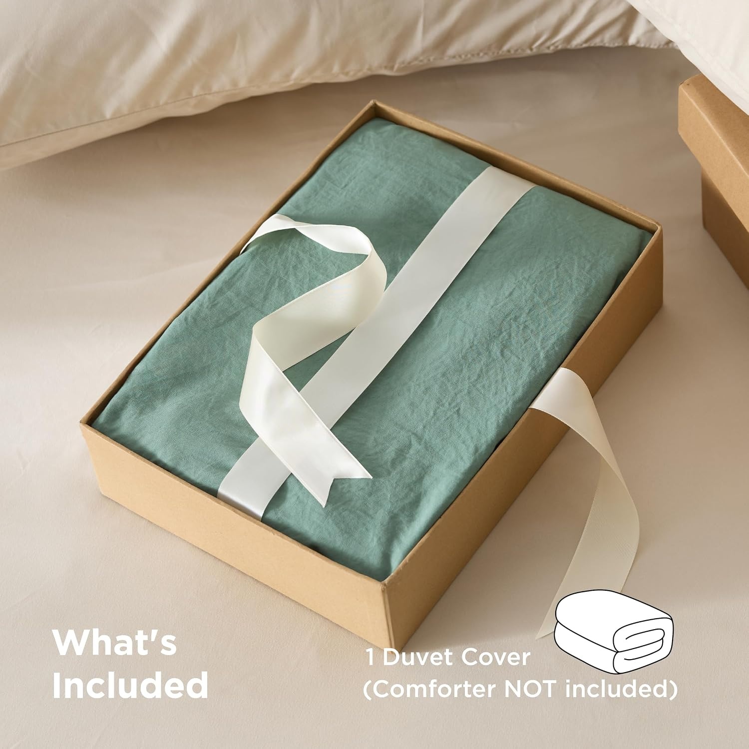 image:imageBedsure Prewashed Duvet Cover Only CottonLike Feel White Queen04 Sage Green Only Duvet Cover