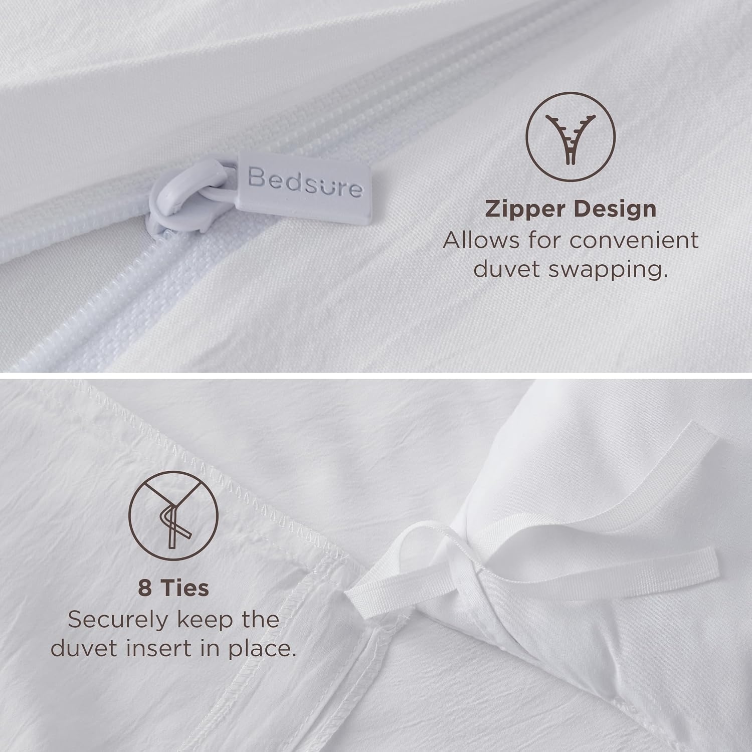 image:imageBedsure Prewashed Duvet Cover Only CottonLike Feel White QueenWhite