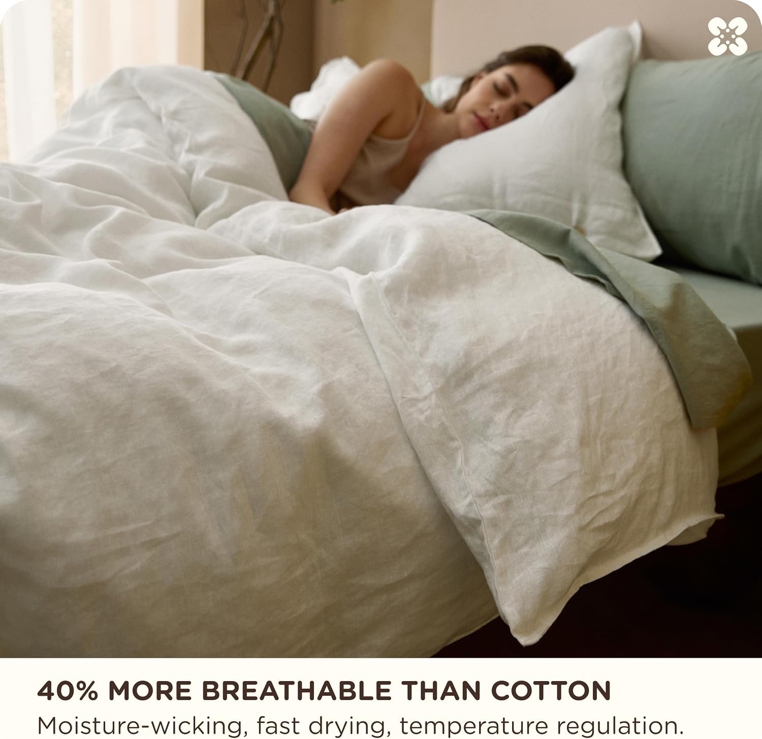 image:imageBedsure PureWoven 100 Cotton Muslin Duvet Cover Queen Gauze Bedding Set11 Linen White No Comforter