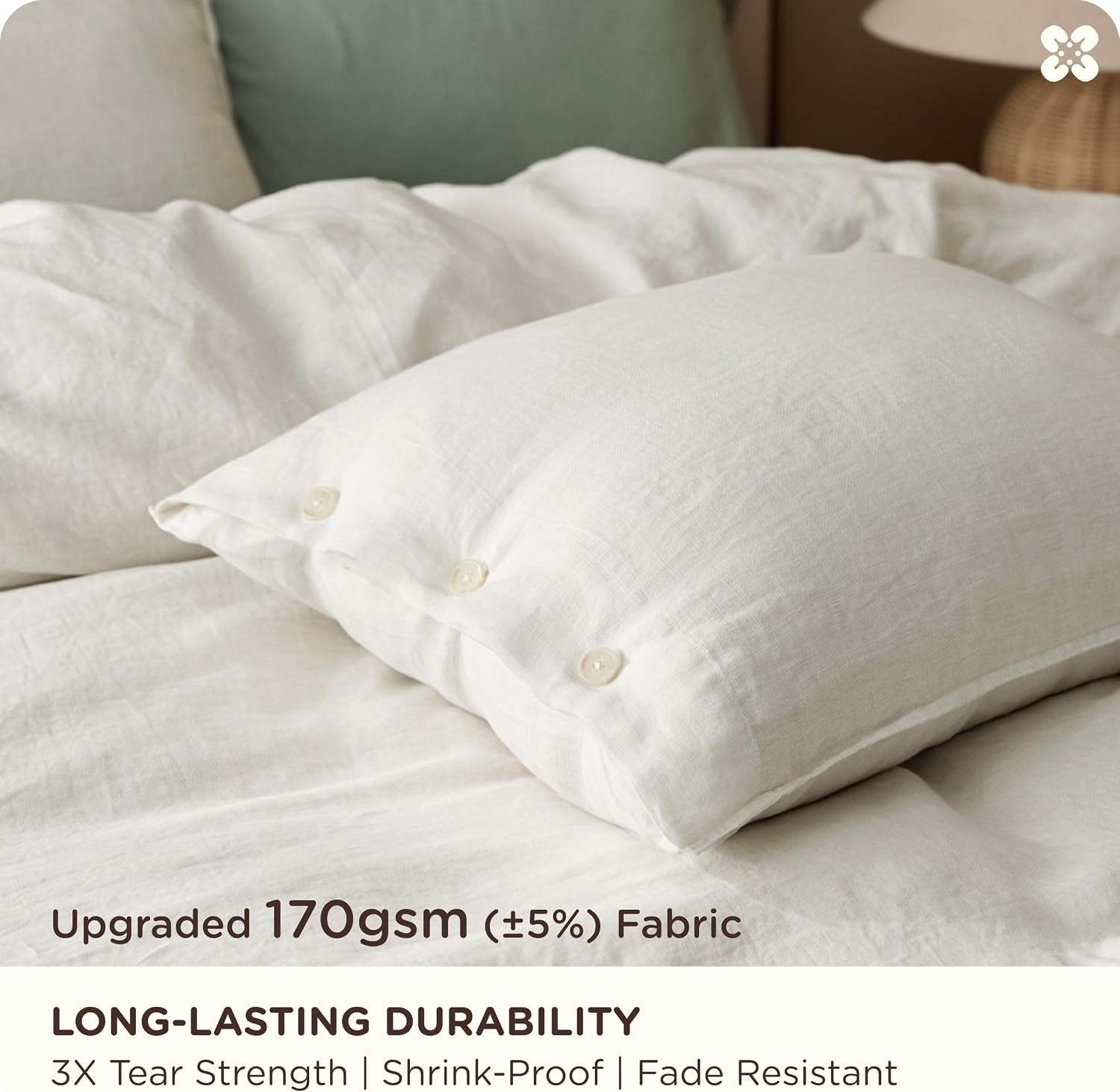 image:imageBedsure PureWoven 100 Cotton Muslin Duvet Cover Queen Gauze Bedding Set11 Linen White No Comforter