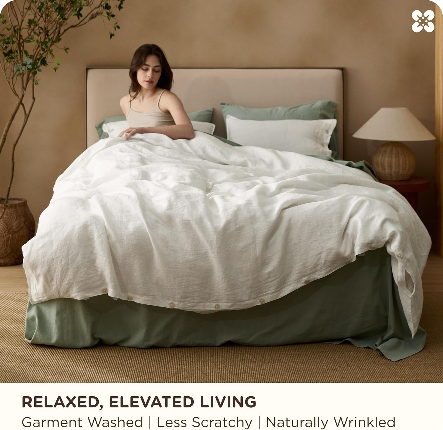 image:imageBedsure PureWoven 100 Cotton Muslin Duvet Cover Queen Gauze Bedding Set11 Linen White No Comforter
