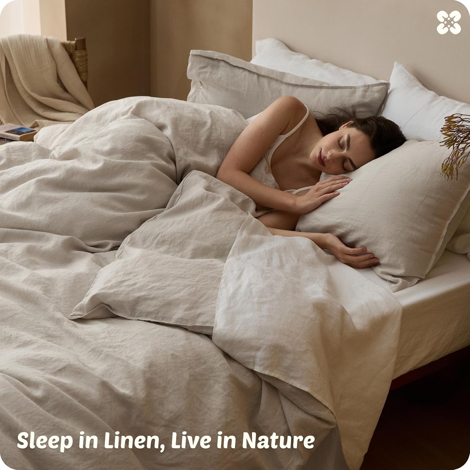 image:imageBedsure PureWoven 100 Cotton Muslin Duvet Cover Queen Gauze Bedding Set12 Linen No Comforter