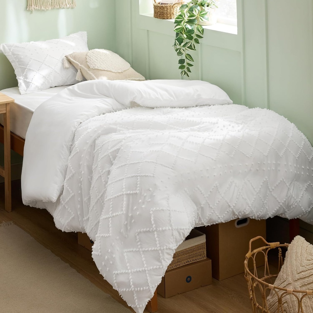 image:imageBedsure Light Pink Boho Duvet Cover Queen Soft Vintage Embroidery01 White