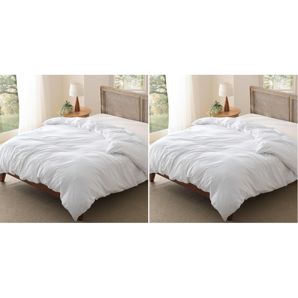 image:imageBedsure Prewashed Duvet Cover Only CottonLike Feel White QueenWhite