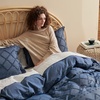 Bedsure Light Pink Boho Duvet Cover Queen, Soft Vintage Embroidery(02 – Navy)