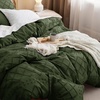 Bedsure Light Pink Boho Duvet Cover Queen, Soft Vintage Embroidery(03 – Olive Green)