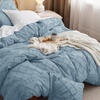 Bedsure Light Pink Boho Duvet Cover Queen, Soft Vintage Embroidery(12 – Mineral Blue)