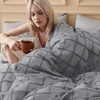 Bedsure Light Pink Boho Duvet Cover Queen, Soft Vintage Embroidery(21 – Grey)