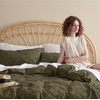 Bedsure Light Pink Boho Duvet Cover Queen, Soft Vintage Embroidery(23 – Dark Green)