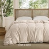 Bedsure Prewashed Duvet Cover Only, Cotton-Like Feel, White, Queen(03 – Cream (Only Duvet Cover))