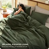 Bedsure PureWoven 100% Cotton Muslin Duvet Cover Queen Gauze Bedding Set(03 – 3-layer Gauze Olive Green (No Comforter))