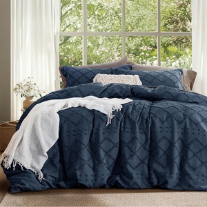 Bedsure Light Pink Boho Duvet Cover Queen, Soft Vintage Embroidery(02 – Navy)