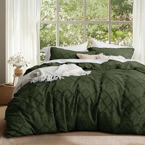 Bedsure Light Pink Boho Duvet Cover Queen, Soft Vintage Embroidery(03 – Olive Green)