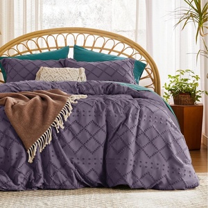 Bedsure Light Pink Boho Duvet Cover Queen, Soft Vintage Embroidery(05 – Grayish Purple)