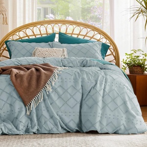 Bedsure Light Pink Boho Duvet Cover Queen, Soft Vintage Embroidery(11 – Dusty Blue)