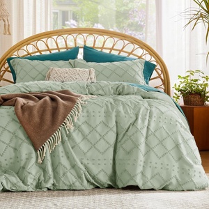 Bedsure Light Pink Boho Duvet Cover Queen, Soft Vintage Embroidery(13 – Sage Green)