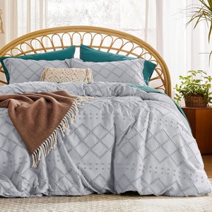 Bedsure Light Pink Boho Duvet Cover Queen, Soft Vintage Embroidery(16 – Light Grey)