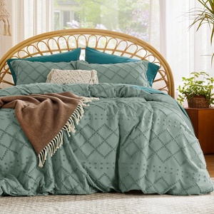 Bedsure Light Pink Boho Duvet Cover Queen, Soft Vintage Embroidery(17 – Green)