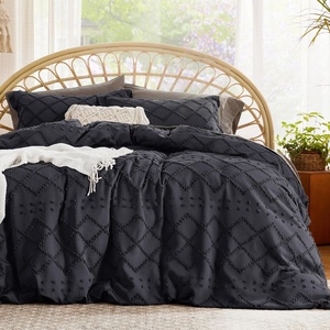 Bedsure Light Pink Boho Duvet Cover Queen, Soft Vintage Embroidery(19 – Black)