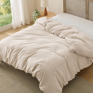Bedsure Prewashed Duvet Cover Only, Cotton-Like Feel, White, Queen(03 – Cream (Only Duvet Cover))