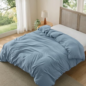 Bedsure Prewashed Duvet Cover Only, Cotton-Like Feel, White, Queen(05 – Dusty Blue (Only Duvet Cover))