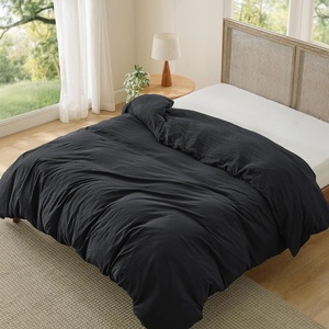 Bedsure Prewashed Duvet Cover Only, Cotton-Like Feel, White, Queen(07 – Black (Only Duvet Cover))