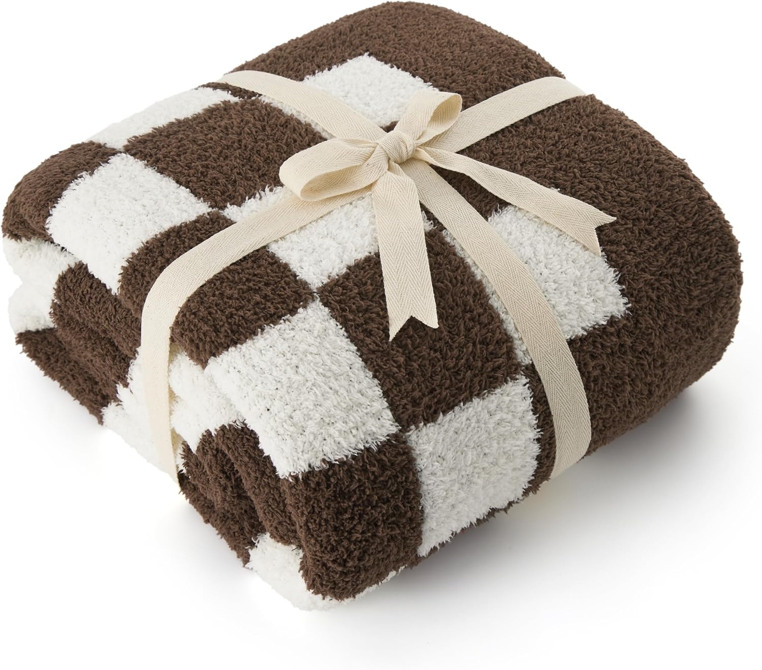 image:imageBedsure Beige Fall Throw Blanket for Couch Cozy Soft Checkered Blanket Lightweight Warm Knit Fluffy Throw Blankets for Bed Sofa Camping Picnic Travel Gifts for Women Men 50x60 Inches14 Checkered Brown