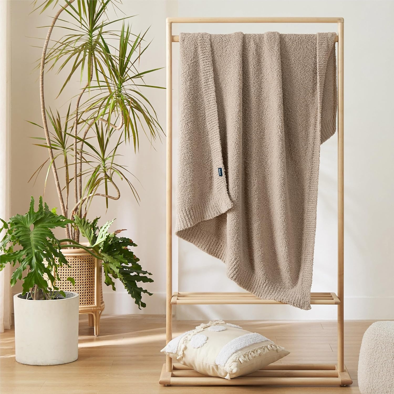 image:imageBedsure Beige Fall Throw Blanket for Couch Cozy Soft Checkered Blanket Lightweight Warm Knit Fluffy Throw Blankets for Bed Sofa Camping Picnic Travel Gifts for Women Men 50x60 Inches11 Brown