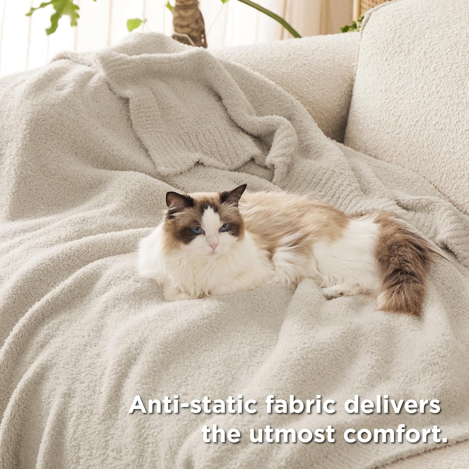 image:imageBedsure Beige Fall Throw Blanket for Couch Cozy Soft Checkered Blanket Lightweight Warm Knit Fluffy Throw Blankets for Bed Sofa Camping Picnic Travel Gifts for Women Men 50x60 Inches02 Beige