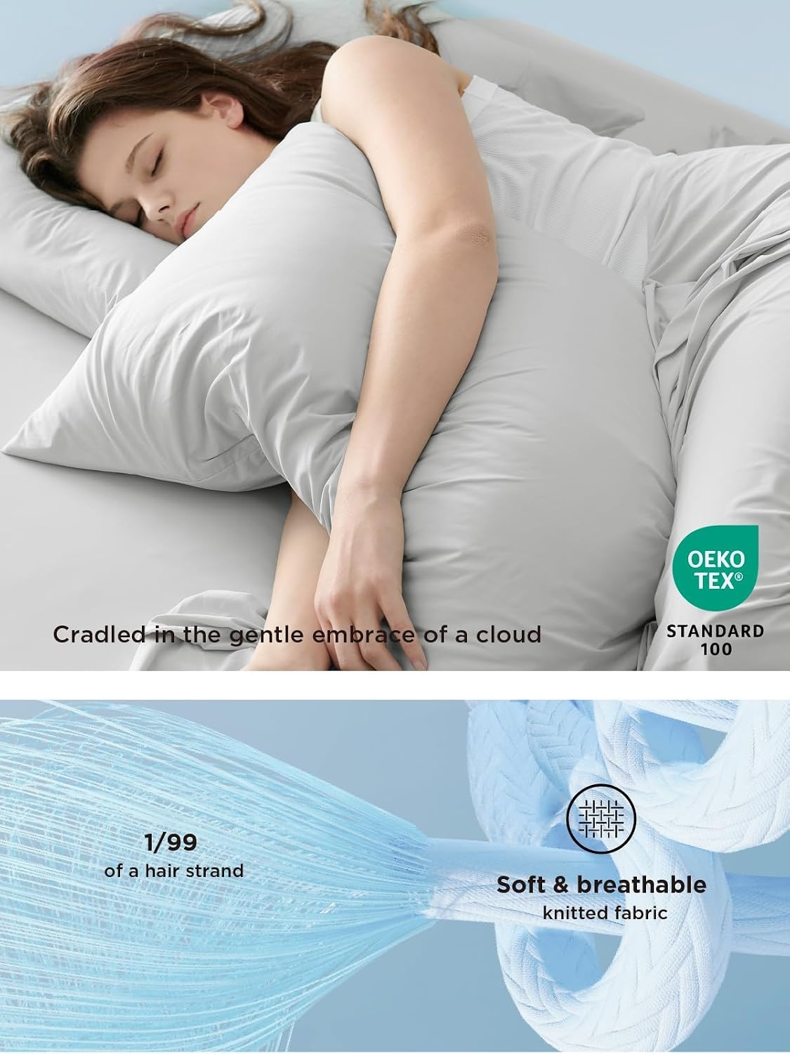image:imageBedsure Cooling Sheets Full Size Hot Sleeper Bed Sheets Up to 18 Inches01 Grey