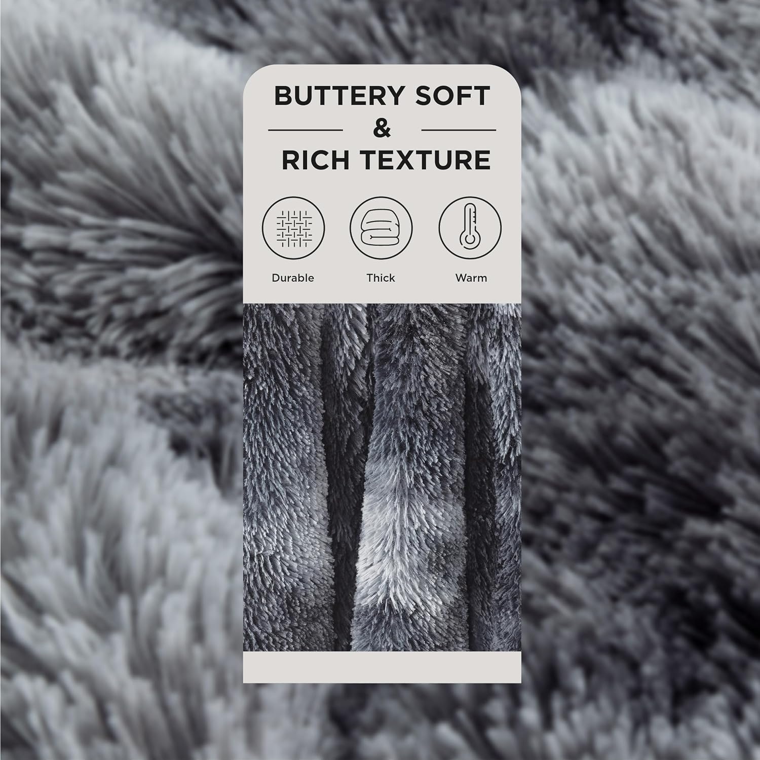 image:imageBedsure Faux Fur Fluffy Fleece Sherpa Blanket Couch Throw Grey 50x6001 Tie Dye Grey