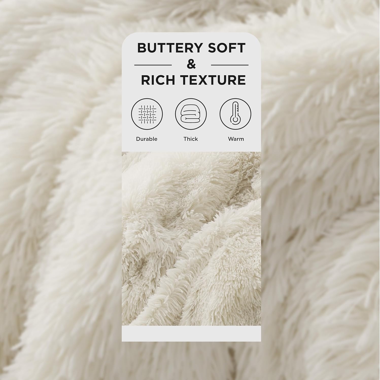 image:imageBedsure Faux Fur Fluffy Fleece Sherpa Blanket Couch Throw Grey 50x6002 Cream